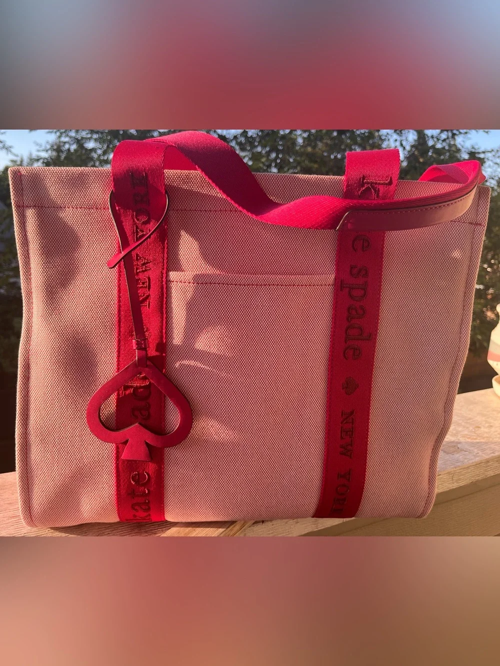 KATE SPADE PINK CANVAS TOTE BAG
